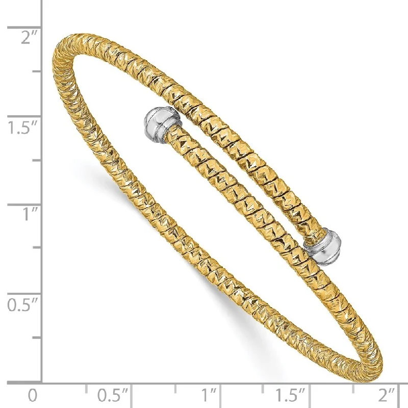 Custom bangles and bracelets for women -14k Two-tone 3mm Polished Diamond-Cut Flexible Bangle Bracelet, "