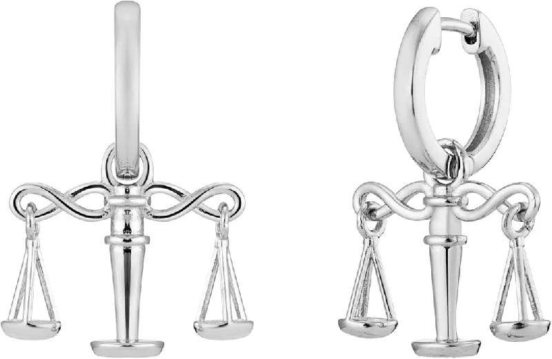 women pearl drop earrings -Dangling Justice Scale Libra Earrings