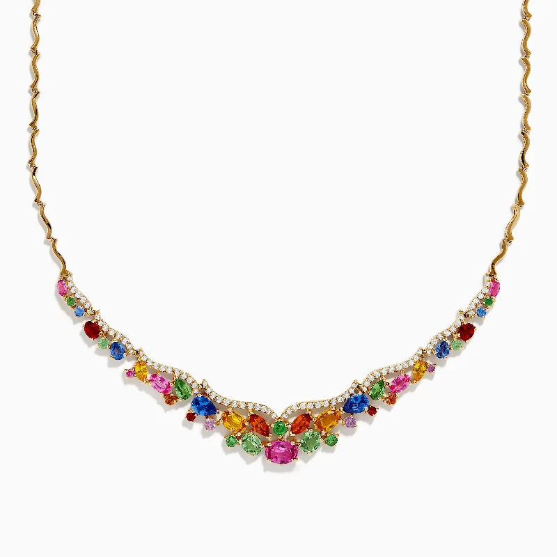 women celestial necklaces -Watercolors 14K Gold Multi Sapphire and Diamond Necklace