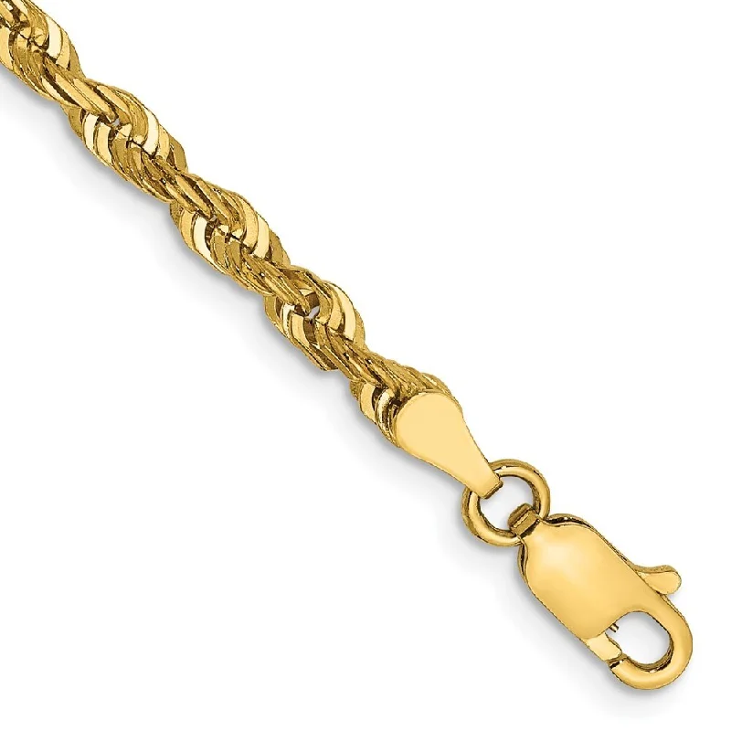 women charm bangles and bracelets -14k Yellow Gold 4mm Extra-Light Diamond-Cut Rope Chain Bracelet, 7"