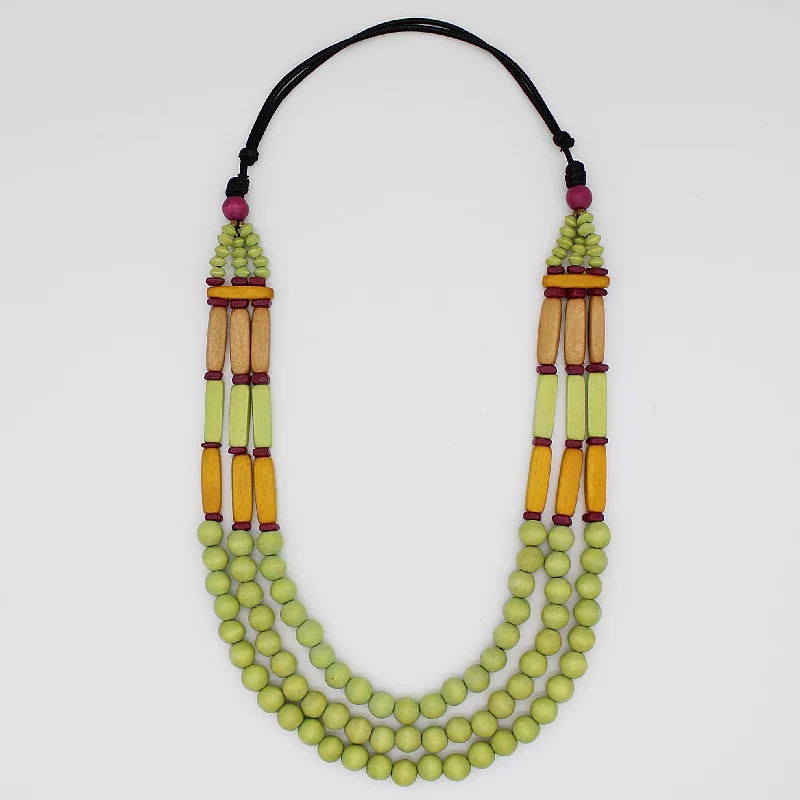 women vintage-inspired necklaces -Lime Triple Strand Jasper Statement Necklace