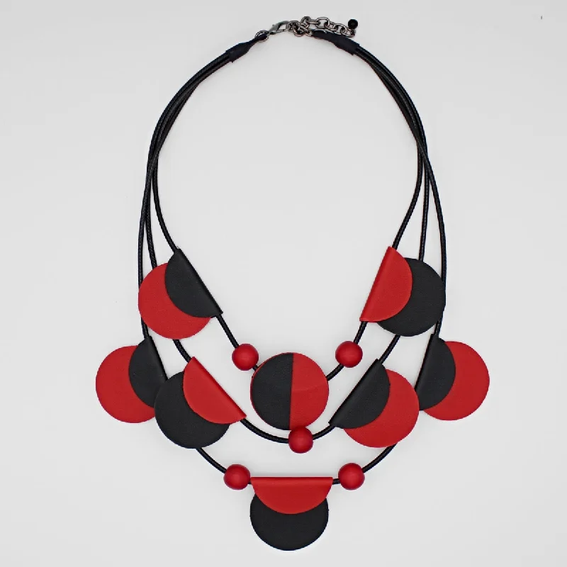 women gemstone necklaces -Red Verona Leather Necklace