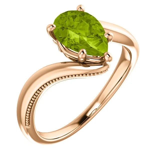 women gemstone engagement rings set -14KT GOLD 1.50 CTW PEAR SHAPE PERIDOT RING