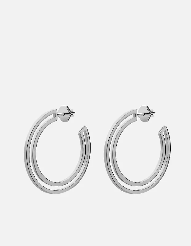 women statement pearl earrings -Hailee Hoop Earrings, Sterling Silver