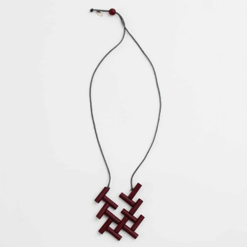 women crescent moon necklaces -Red Lattice Scarlett Pendant Necklace