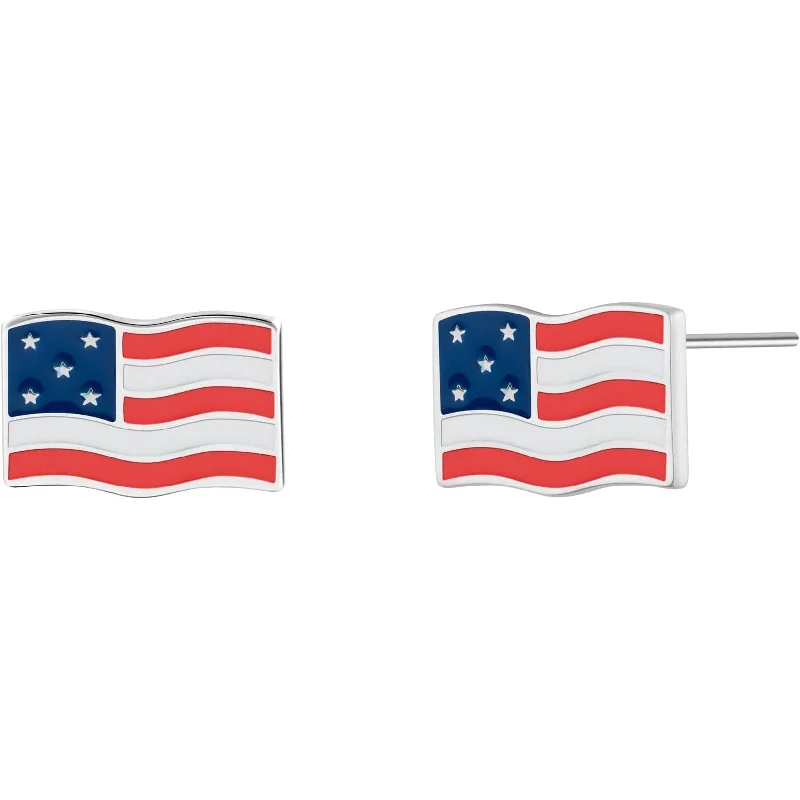 women clip-on earrings -USA Flag Stud Earrings