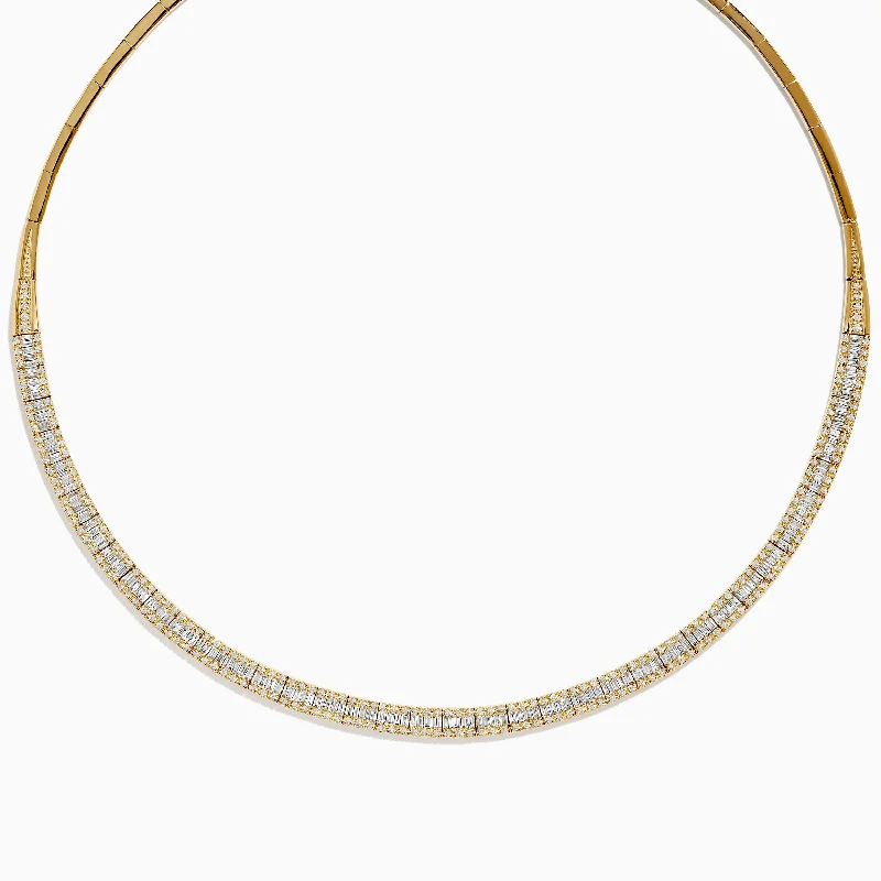 women necklace sets -D'Oro 14K Yellow Gold and Diamond Collar Necklace 3.12 TCW