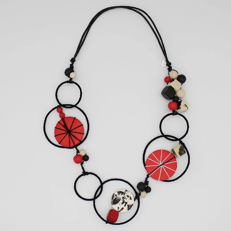 women statement chain necklaces -Red Hayden Disk Necklace