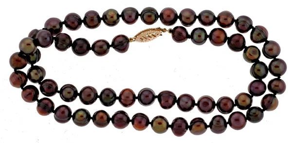 women gemstone and diamond necklaces -18" Chocolate Ring Pearl Necklace (SKU: 190815)