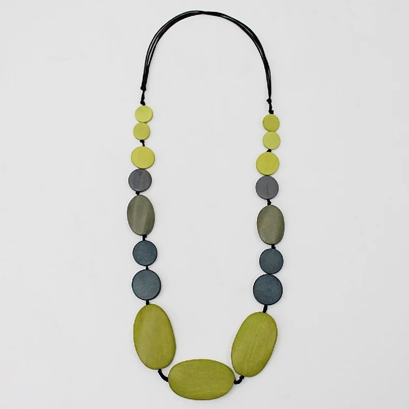 women statement necklaces -Lime and Gray Sybil Necklace