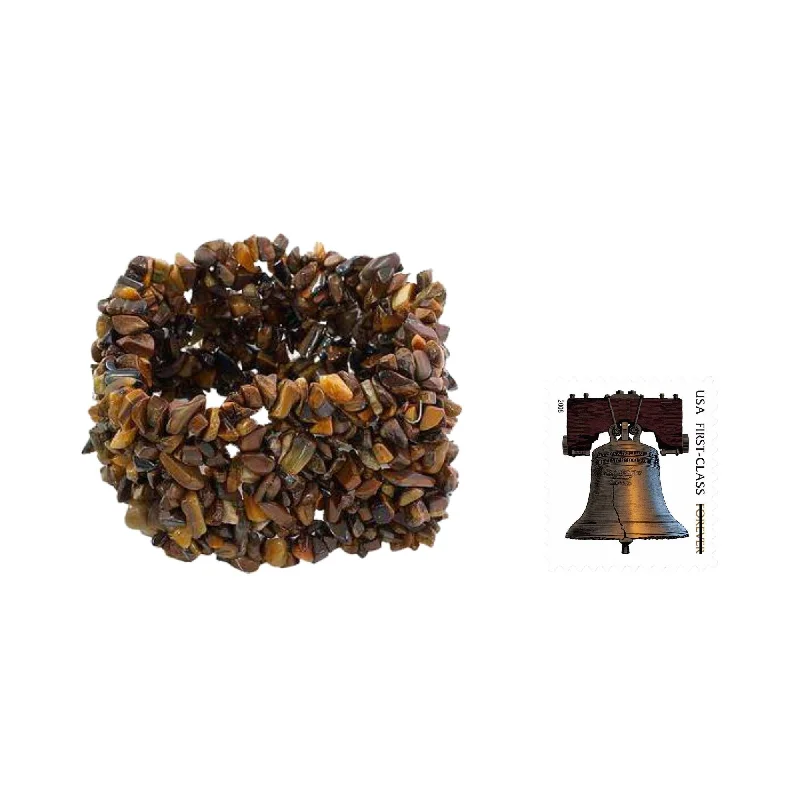 women rose gold bangles and bracelets -Handmade Tiger's Eye 'Honey' Stretch Bracelet (India)