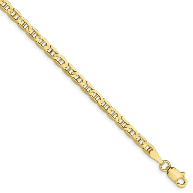 women minimalist bangles and bracelets -Leslie's 10k Yellow Gold 3mm Concave Anchor Chain Bracelet, 7"