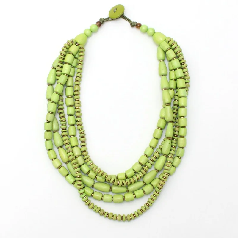 women personalized bar necklaces -Lime Multi Strand Wood Jordana Necklace