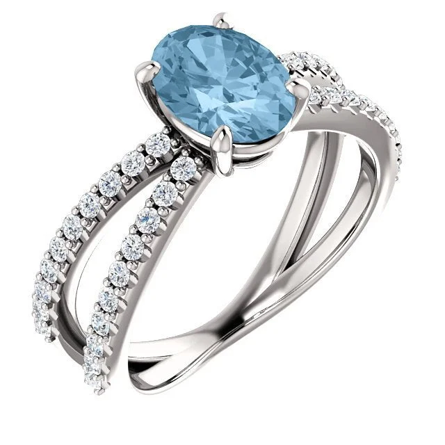 women handmade engagement rings -14KT GOLD 1.60 CT SKY BLUE TOPAZ & 1/3 CTW DIAMOND CRISS-CROSS RING