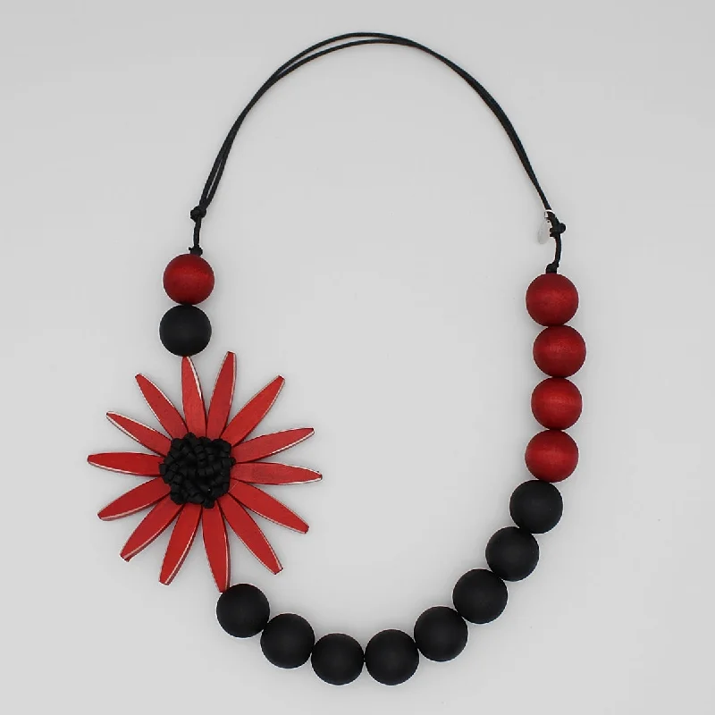 women bohemian necklaces -Chunky Red Flower Statement Necklace