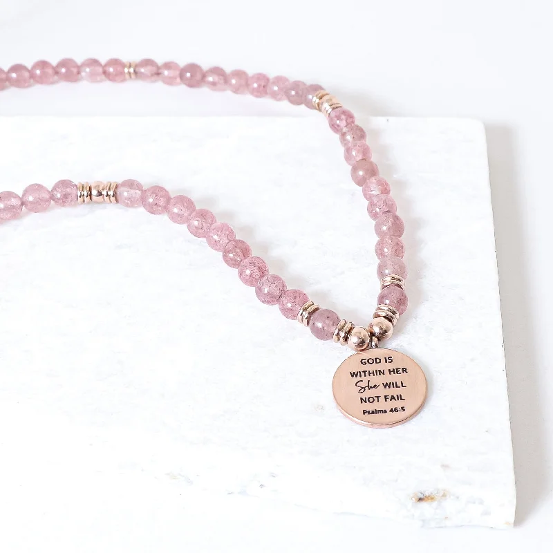 Diamond necklaces for women -PINK QUARTZ EARTHSTONE NECKLACE