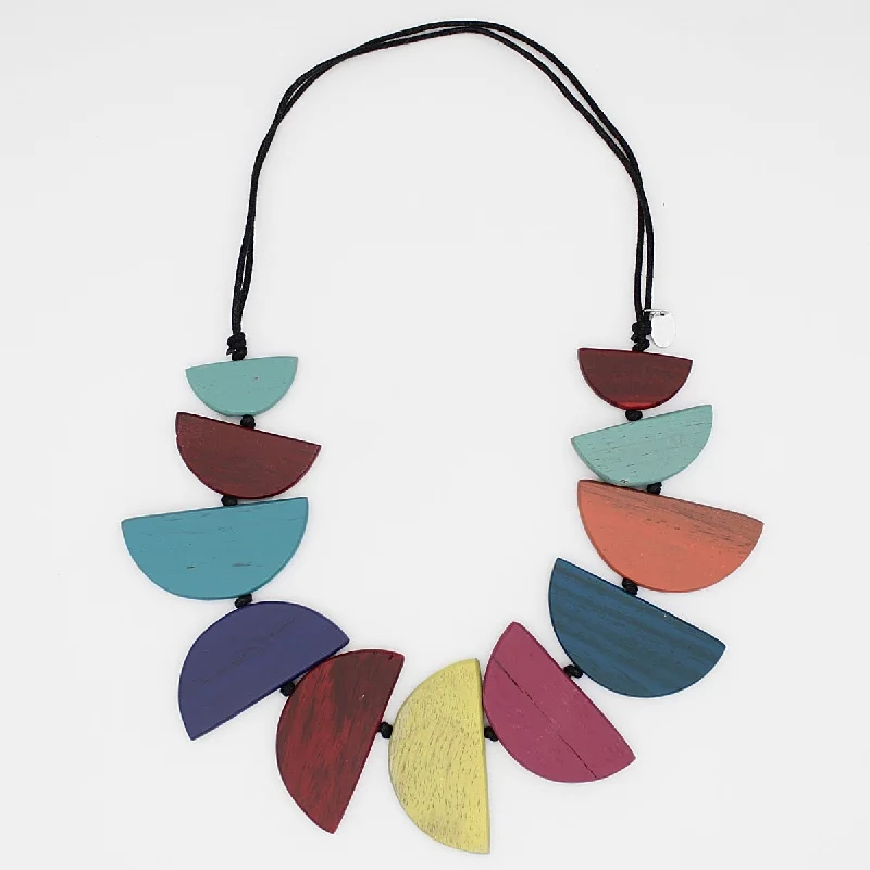 women star-shaped necklaces -Colorwood Cascade Wood Necklace