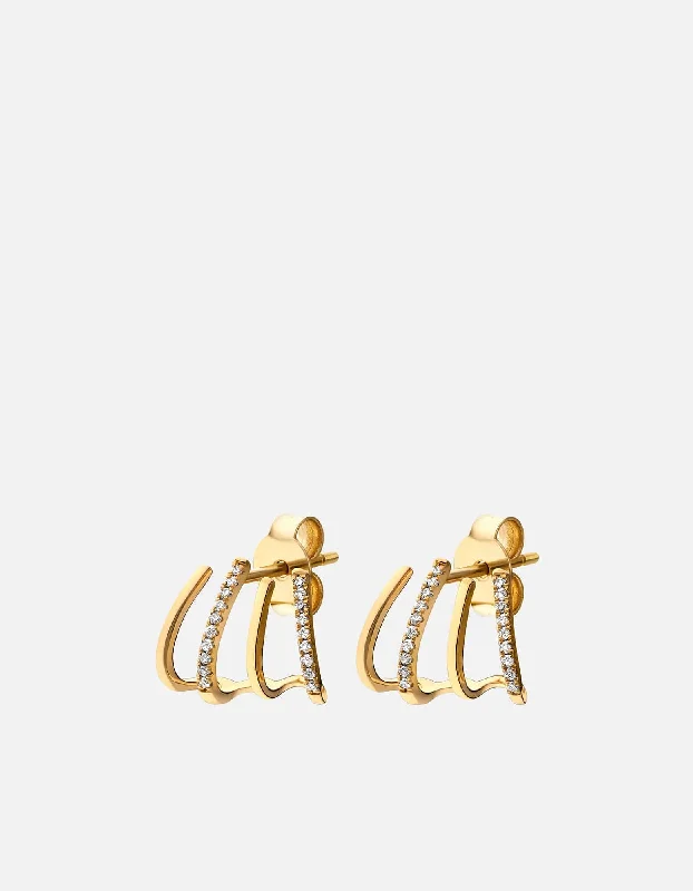 women cubic zirconia earrings -Olina Stud Earrings, 14k Gold Pavé