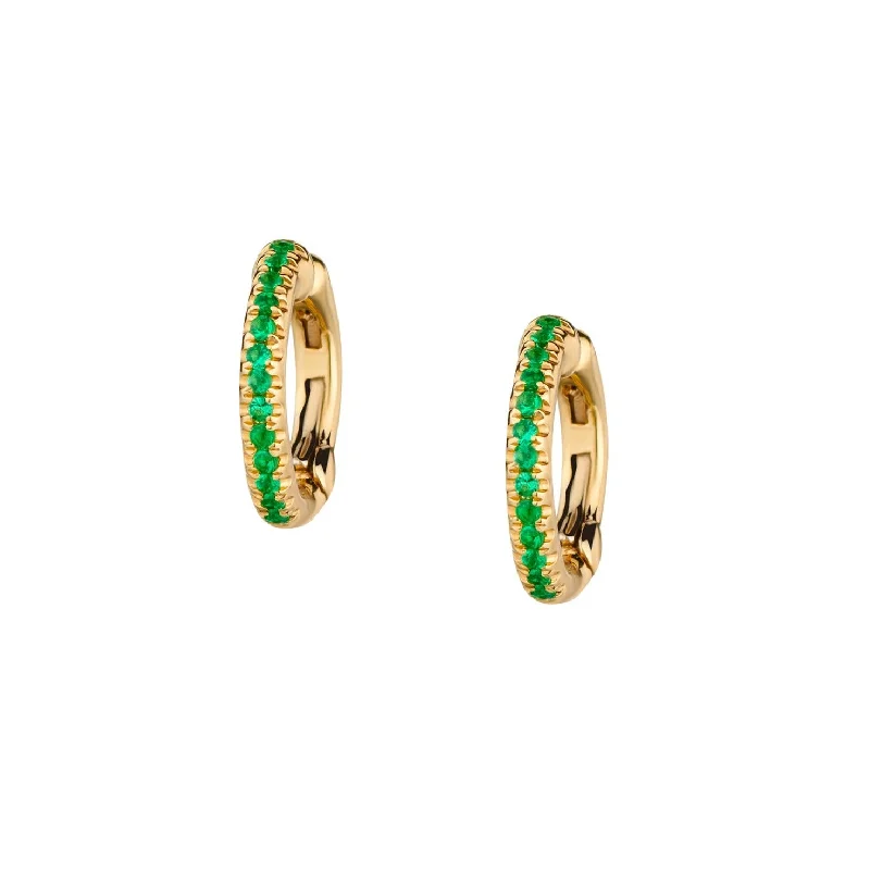 women pearl hoop earrings -EMERALD CUFF HINGED EARRINGS