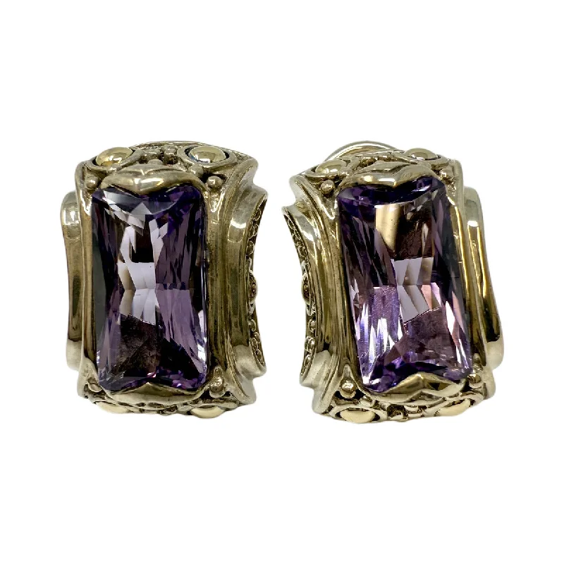 women stackable earrings -John Hardy Two-tone Amethyst Batu Earrings