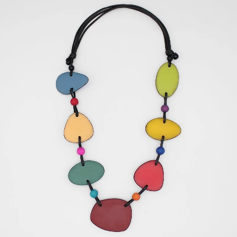 women multi-layered necklaces -Multi Color Stepping Stones Necklace