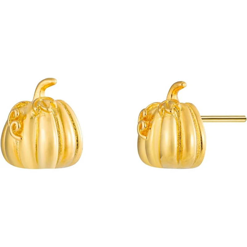 women turquoise earrings -2D Autumn Gold Pumpkin Stud Earrings