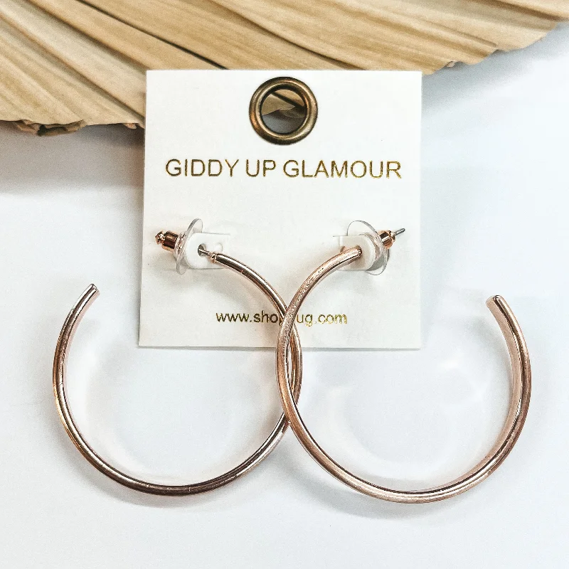 women gold drop earrings -Sandbar Party Matte Rose Gold Hoops