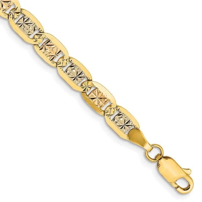 women stackable bangles and bracelets -Curata 14k Yellow Gold 4.65mm Tri color Pave Chain Bracelet