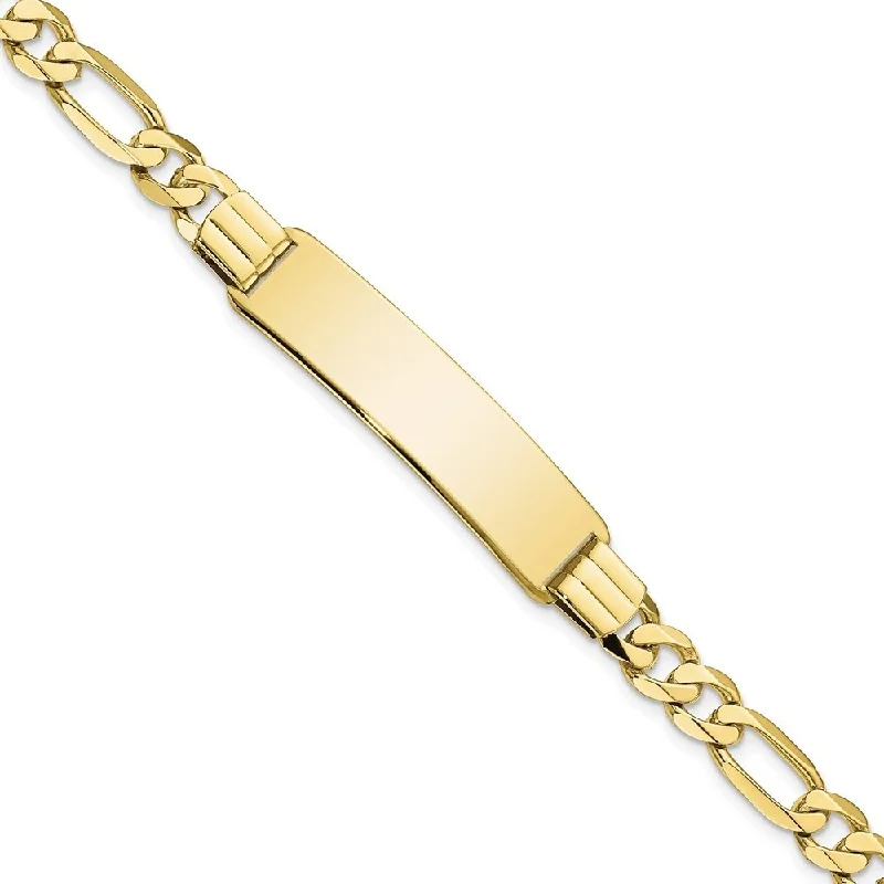 women sleek bangles and bracelets -10k Yellow Gold Figaro Link ID Bracelet, 7" (W-9.35mm)