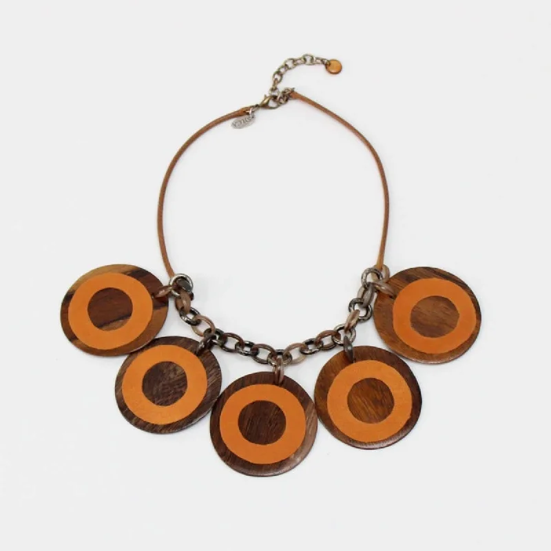 women rose gold necklaces -Orange Wooden Ellis Necklace