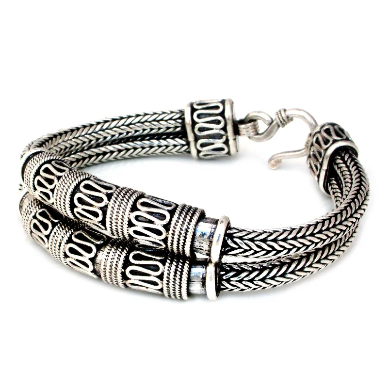 women vintage charm bangles and bracelets -Novica Handmade Distinction Sterling Silver Braided Bracelet