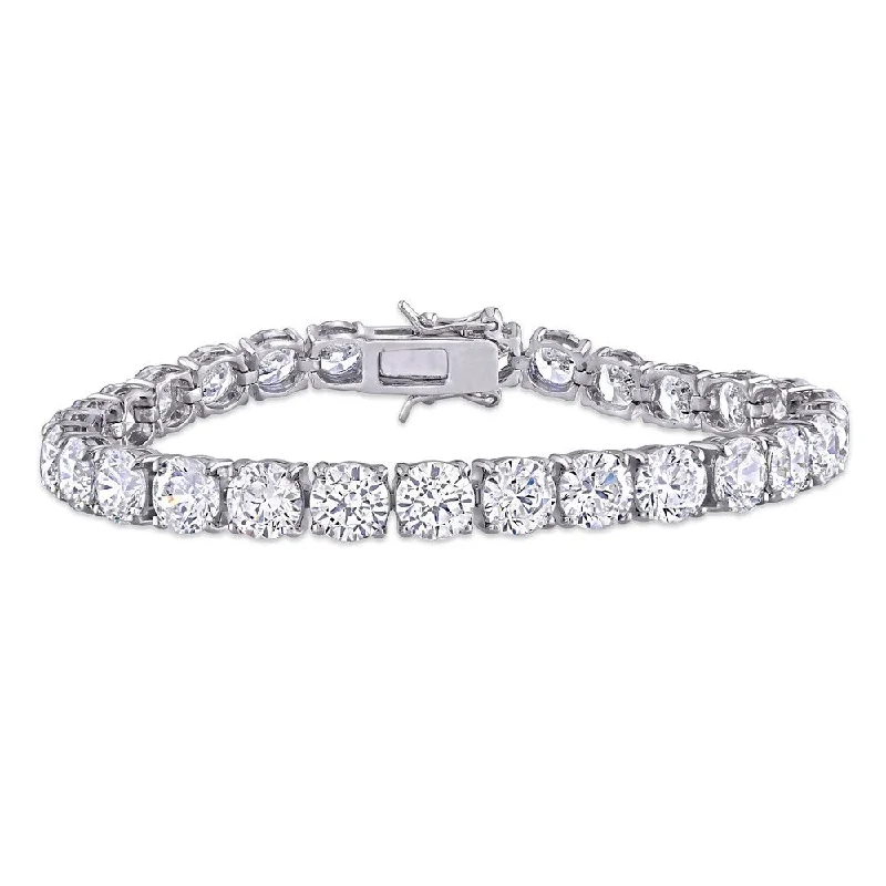 women charm bangles and bracelets -Miadora Sterling Silver 40ct TGW Round-Cut Cubic Zirconia Tennis Bracelet