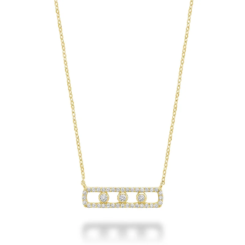 women necklace sets -Three Stone Diamond Necklace