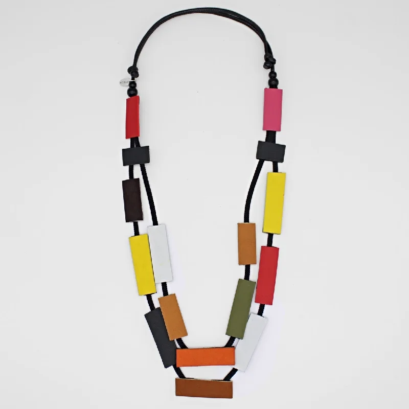 women pearl drop necklaces -Multicolor Lottie Leather Necklace