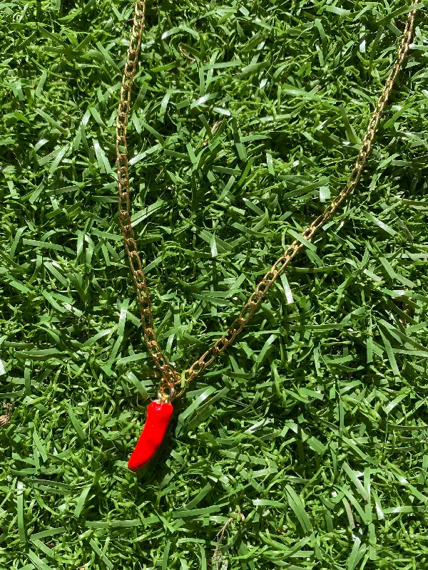 women gold-plated necklaces -Hot Chilli Chain Necklace