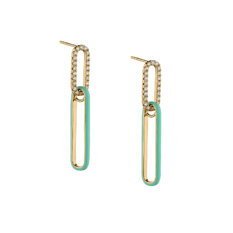 women pearl hoop earrings -TURQUOISE & DIAMOND DROP EARRINGS