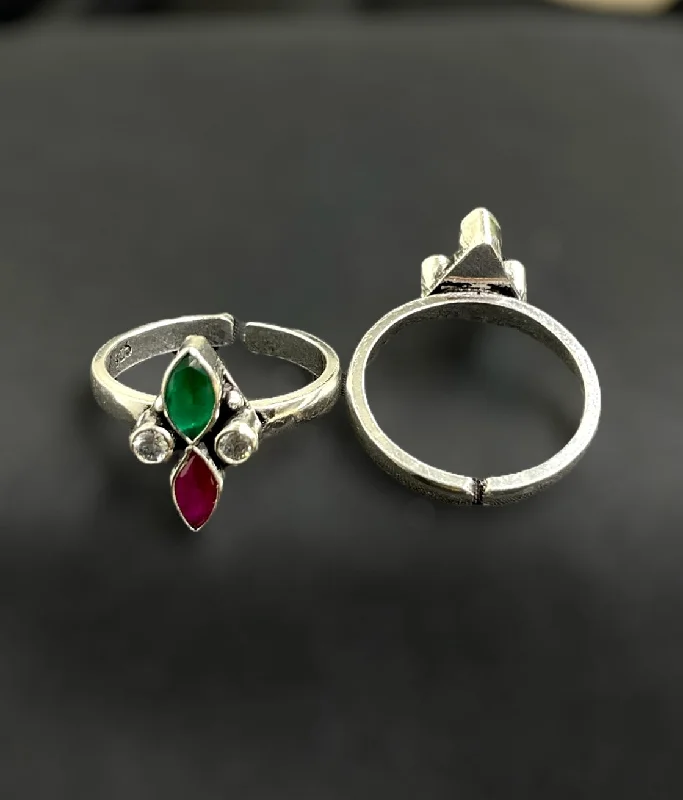 women crystal engagement rings -The Arshita Gemstone Silver Toe-Rings