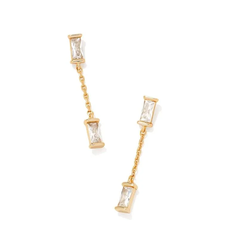 women engagement earrings -Kendra Scott | Juliette Gold Drop Earrings in White Crystal