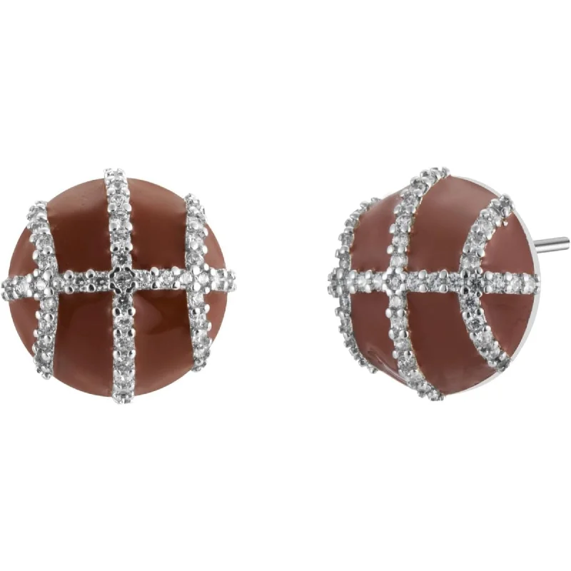 women statement gemstone earrings -2D Basketball Stud Earrings