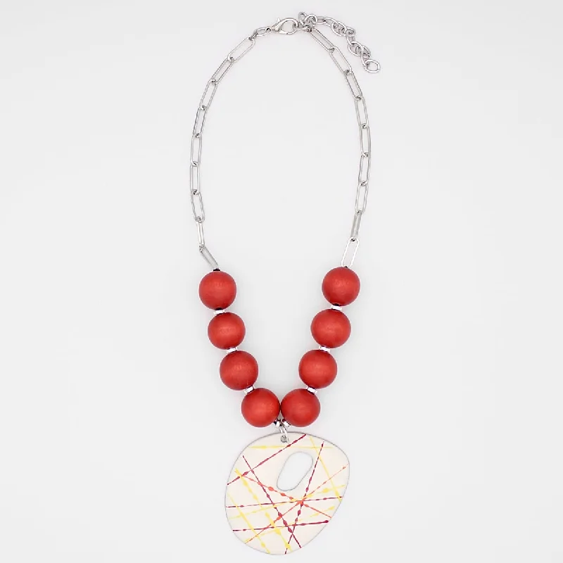 women chunky necklaces -Orange Cosmic Splash Pendant Necklace