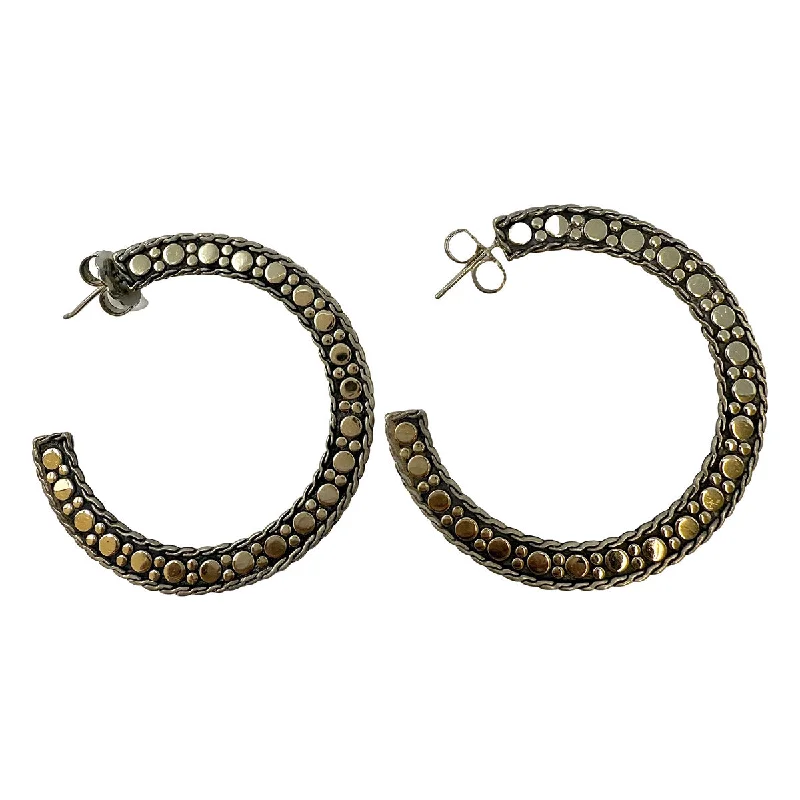 Diamond earrings for women -John Hardy Flat Dot Two-tone Hoop Earrings