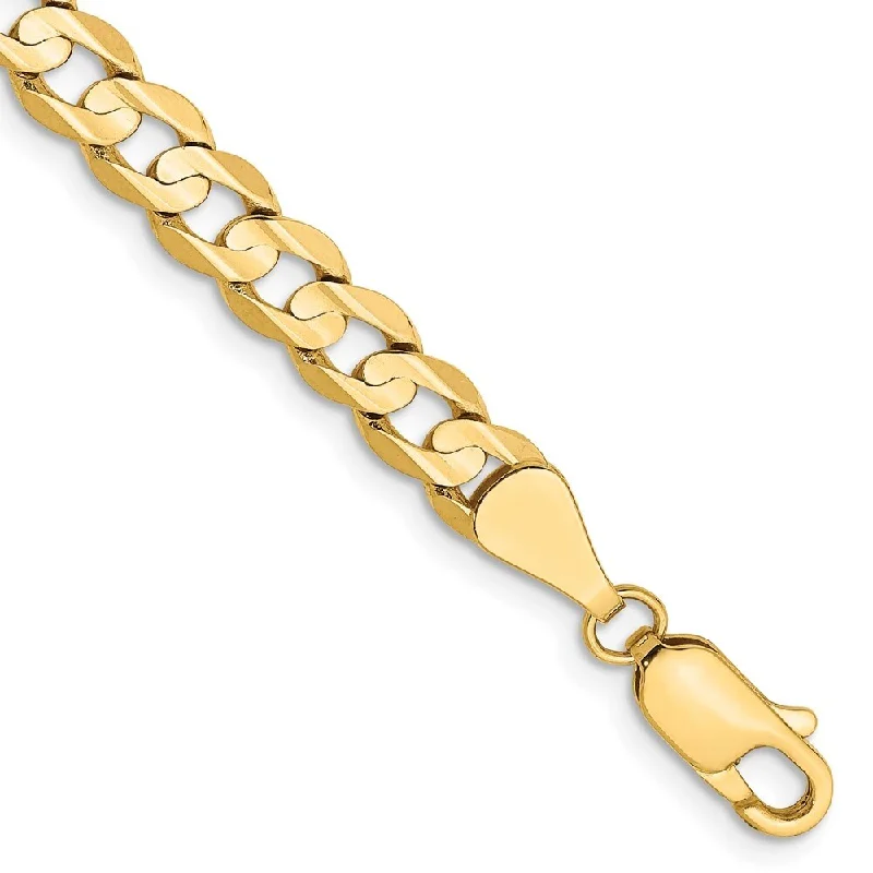 women geometric bangles and bracelets -14k Yellow Gold 5.25mm Open Concave Curb Chain Bracelet, 7"