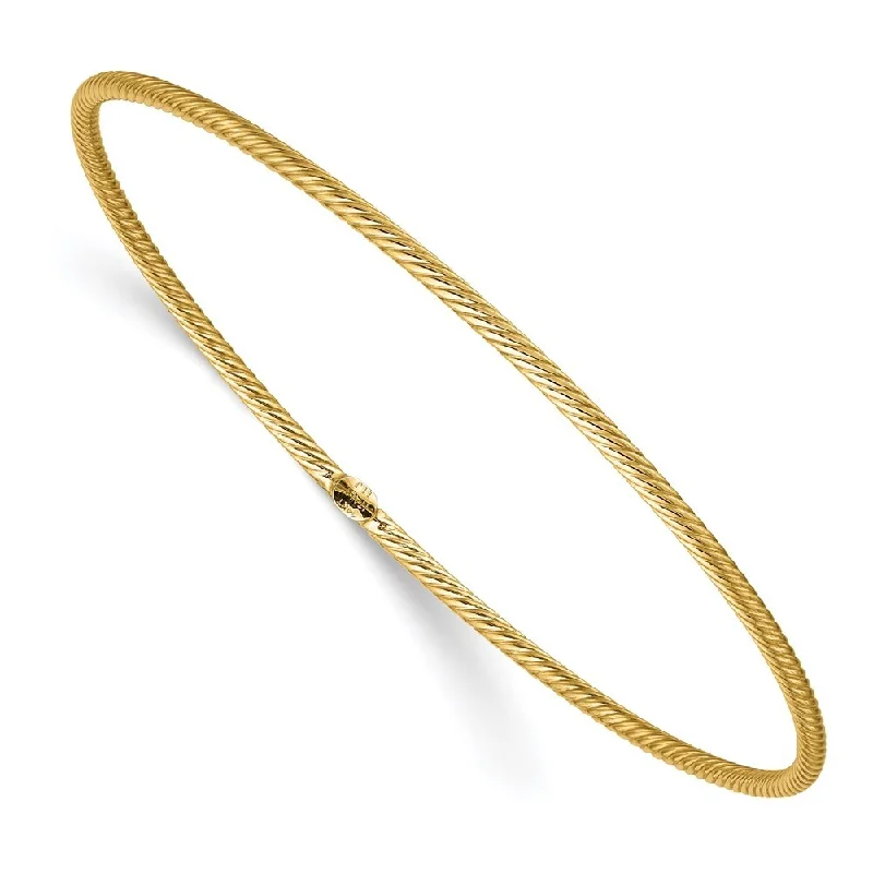 women rose gold bangles and bracelets -14k Yellow Gold 0.28mm Textured Slip-on Bangle Bracelet, 8"