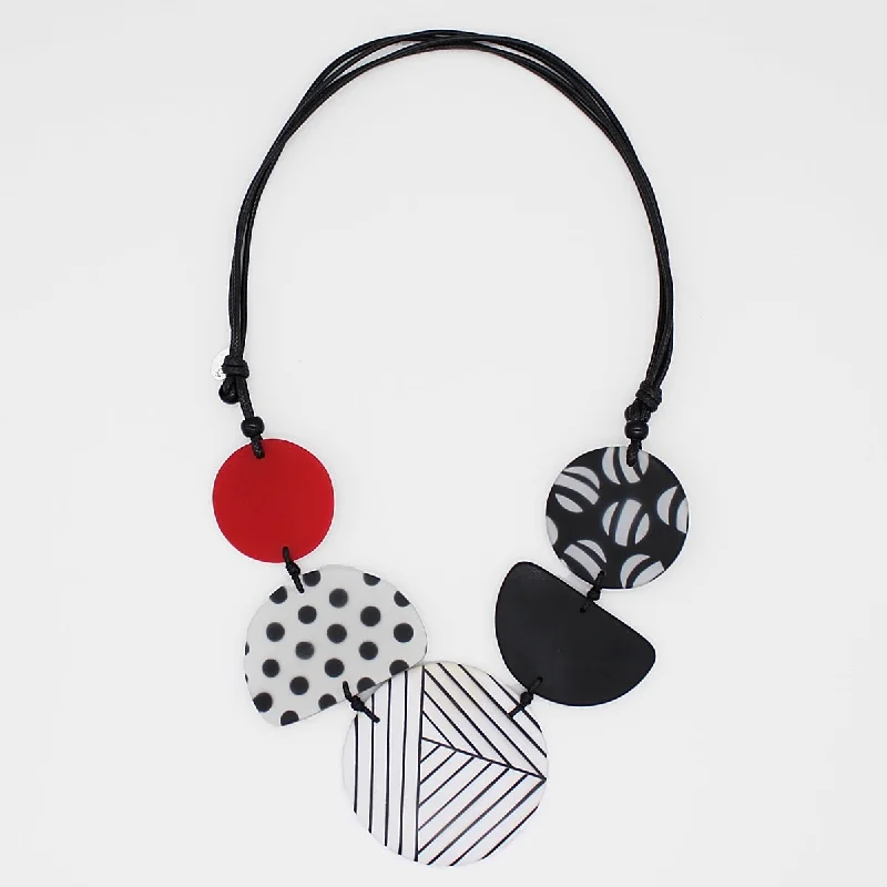 women gold pendant necklaces -Black White and Red Palma Necklace