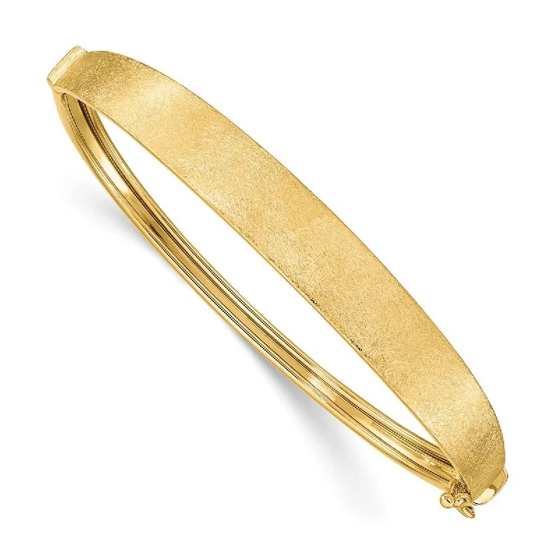 women modern bangles and bracelets -Curata 14k Yellow Gold Hollow Textured Hinged Cuff Stackable Bangle Bracelet