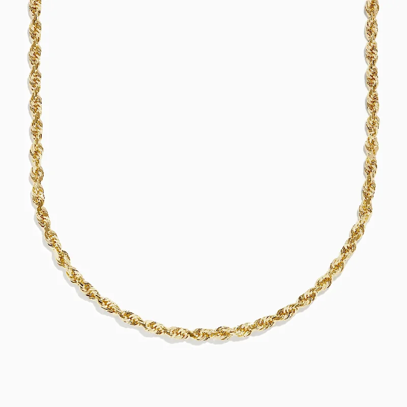 women diamond choker necklaces -14K Yellow Gold 20"-24" Adjustable Rope Chain Necklace