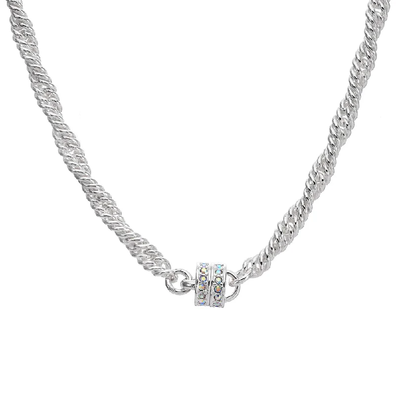 women pearl and diamond necklaces -Ritzy Rope Weave Magnetic 18" Interchangeable Necklace (Sterling Silvertone)