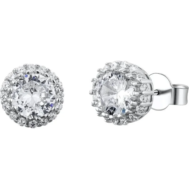 women crescent moon earrings -Dazzling Round Cubic Zirconia Stud Earrings