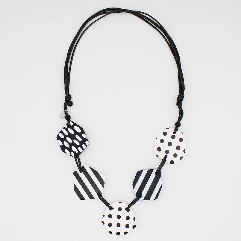 women adjustable necklaces -Black and White Cressida Statement Necklace